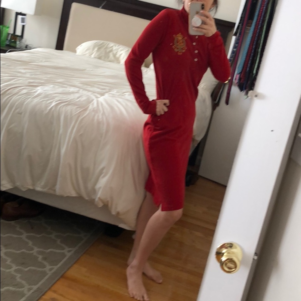 Ralph Lauren Sport red long sleeve polo dress.